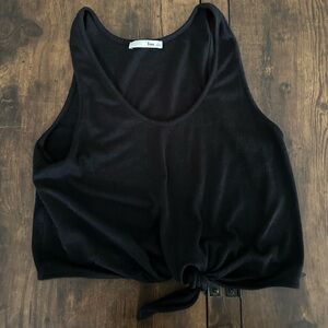 Wilfred Black Ribbed Tie-Front Tank